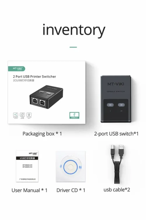 Swith Commutateur De Partage USB d'Imprimante 2 Ports vers 1 Port USB MT-SW221-CH MT-VIKI