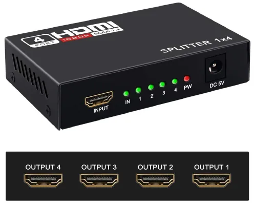 Splitter Répartiteur HDMI 1 Entrée 4 Sorties 1080P & 3D Version 1.4