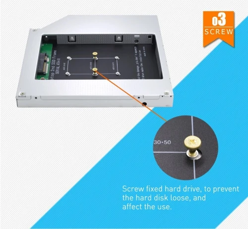 Boîtier Rack pour Disque Dur Secondaire SSD mSATA pour Ordinateur Portable SATA 9.5 mm