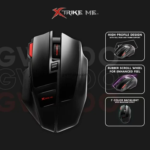 Souris Gaming Sans Fil 2.4GHz Capteur Optique 800-1200-1600 Dpi - 7 Boutons RGB GW-600 Xtrike-Me