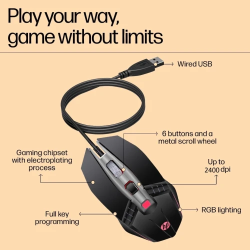 Souris HP M270 Gaming Filaire Essentielle pour une Précision et un Style Inégalés 