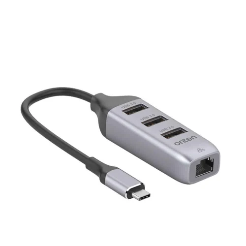 Adaptateur USB Type-C 4 en 1 Port RJ45 Réseau Ethernet Gigabit & Hub 3x USB 3.0 OTN-95118R ONTEN
