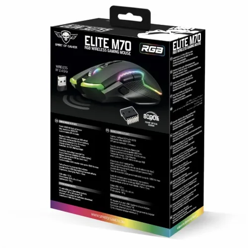 Souris Gamer sans Fil Rechargeable Programmables Capteur 4800 DPI RGB S-EM70RF Spirit Of Gamer