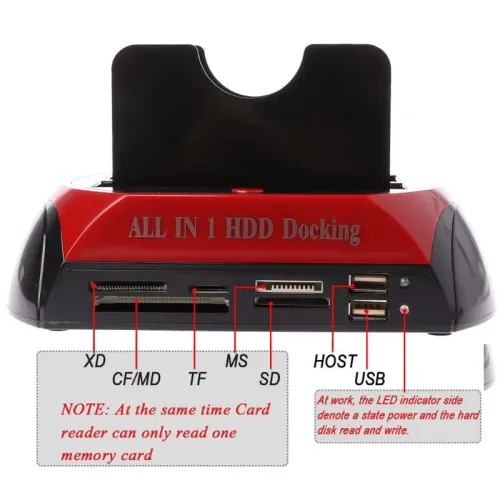 Station d'Accueil Double pour HDD SATA/IDE 2,5" et 3,5" USB 2.0 avec Lecteur Carte Mémoires N: 575