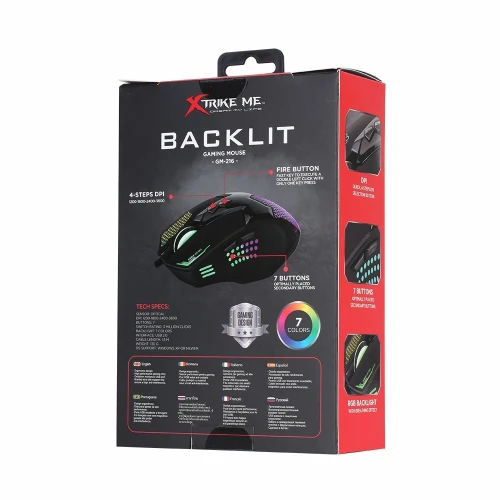 Souris Gaming Optique Filaire USB 7 Boutons LED Multicolore, DPI 7 Couleurs GM-216 XTRIKE ME