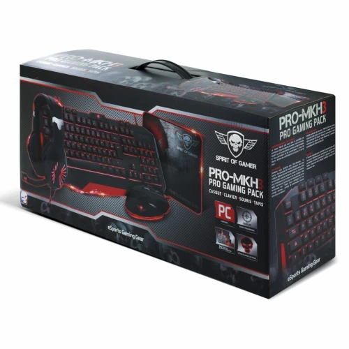 Pack 4 In 1: Clavier Gamer-Souris Gamer-Casque Rgb-Tapis Anti-Dérapant Pro-MKH3 Spirite Of Gamer