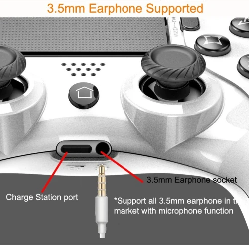 Manette Gaming Bluetooth Pour  PS4 & PC Dual-Shock Rechargeable avec Entrée Jack 3.5mm