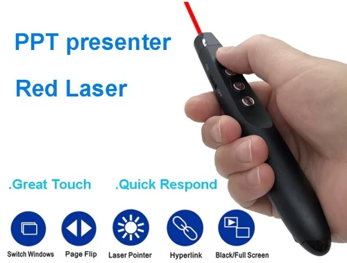 Pointeur Laser De Présentation PowerPoint Sans Fil 2,4 GHz avec récepteur USB, portée de 30 mètres