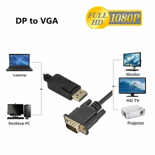 Câble Displayport (DP) (M) vers VGA (M) 1.8m