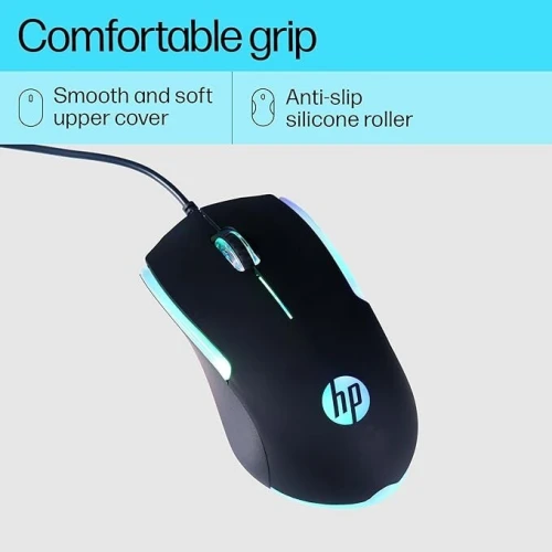 HP M160 Souris optique Gaming filaire USB avec rétro éclairage LED, 1000 DPI, 3 boutons