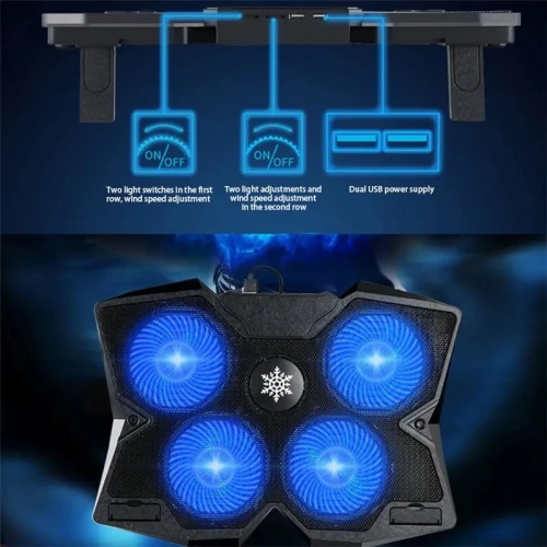 Refroidisseur Laptop avec 4 Ventilateurs Réglables Compatibles jusqu'à 17" S400