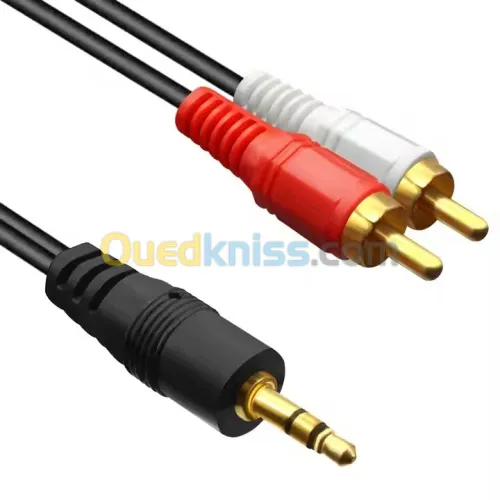 Câble Audio Auxiliaire Jack 3.5mm Mâle à 2RCA Mâle Cordon Mince  de 10 m
