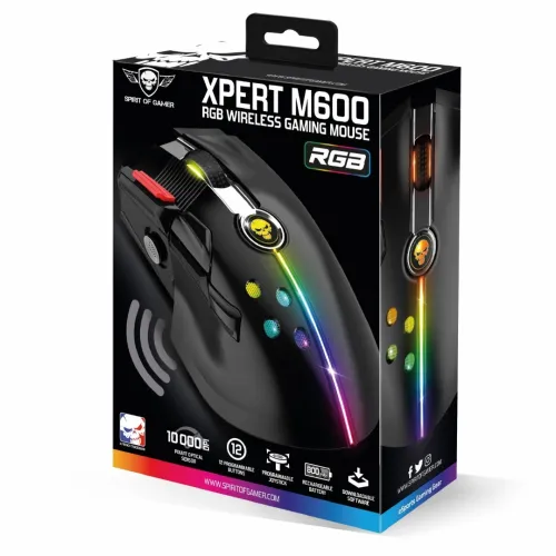 Souris Gaming USB Sans Fil 10000 dpi 8 boutons programmables RGB S-XM600RF Spirit Of Gamer