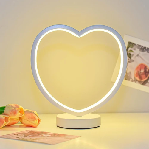 Lampe Veilleuse Pour Chevet & Bureau Décorative Avec Télécommande Forme Cœur ,2 mode de Lumières