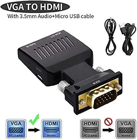 Adaptateur Convertisseur VGA (Male) + Audio (Femelle) vers HDMI 1080P (Femelle)