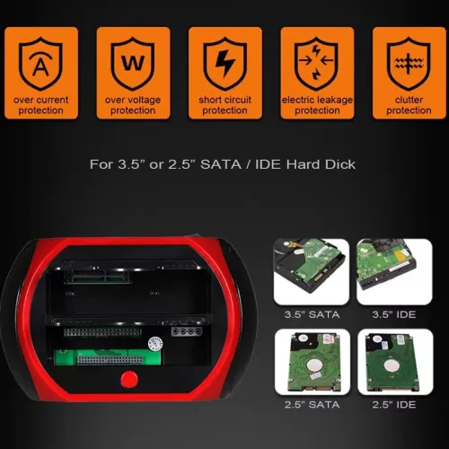Station d'Accueil Double Disques Durs SATA/IDE 2,5" et 3,5" sur USB 2.0 Modèle: 575D