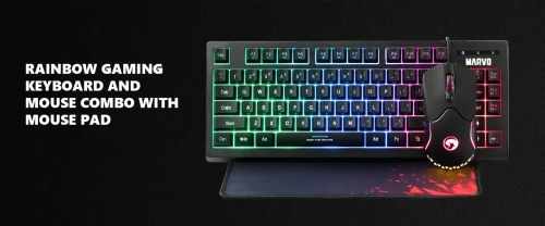 Pack Gaming 3en1 - Clavier 87 Touches, Souris 7 Boutons 7200 DPI, Tapis CM310 WH LOOT 30 MARVO