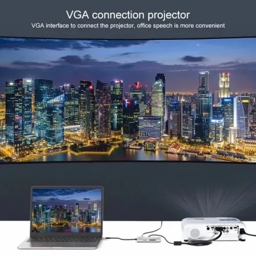 Station d'Accueil 7-en-1- USB-C, Vidéo HDMI+VGA 4K, 2*USB 3.0,  PD, SD/TF, Audio ,OTN-95113 ONTEN
