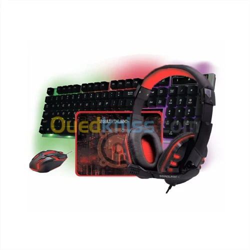 Pack 4-in-1:Clavier Gaming, Casque Gaming, Souris Gaming & Tapis Souris Light RGB 