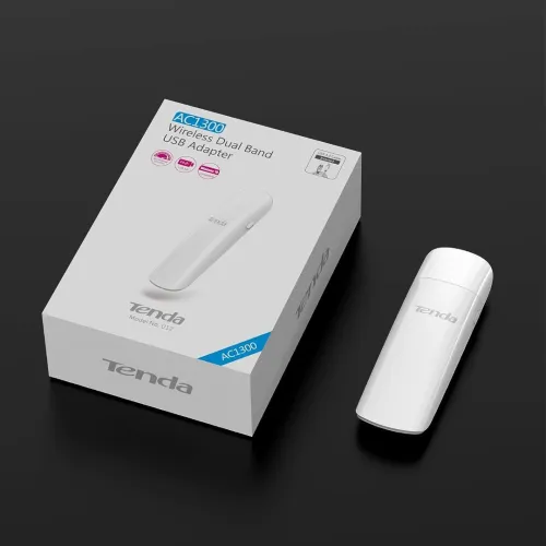 Adaptateur USB 3.0 Double Bande avec Antenne à Gain Elevé Intégrée AC1300 WIFI U12 Tenda