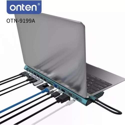 Station d'Accueil USB-C 13-en-1 - Vidéo 4K, Recharge 100W, Réseau Gigabit et Plus OTN-9199A ONTEN