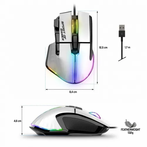 Souris Filaire USB pour Gamer 12800 Dpi - 8 Boutons Programmables RGB PRO-M5