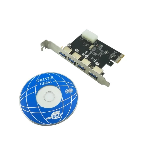 Carte PCI Express vers 4 Ports USB 3.0 (5Gbps) avec UASP - Alimentation LP4 PCE722 CAPSYS