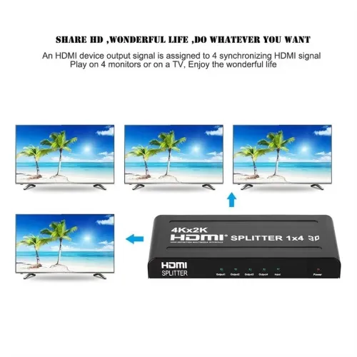 Splitter Répartiteur HDMI 1 Entrée & 4 Sorties UHD 4K x 2K 3D