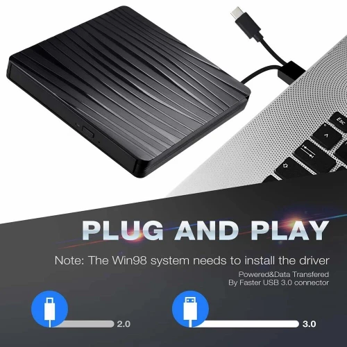 Graveur & Lecteur Dvd & CD Externe Slim USB 3.0/USB Type-C pour Windows / MAC OS