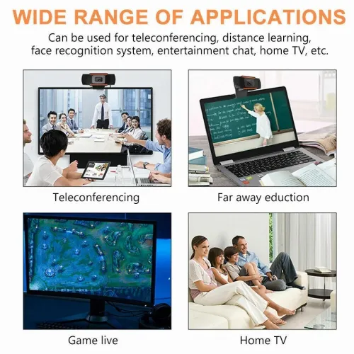 Webcam FULL HD 1080P avec Microphone USB 2.0 pour PC portable et Ordinateur de Bureau