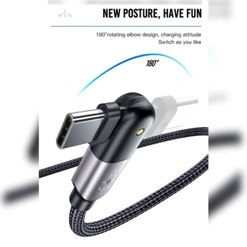 Câble de Charge USB - Type-C à tête rotative à 180deg Universel 2,4A 1.2m XO-NB176 