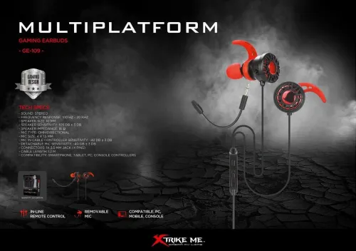 Écouteurs Gaming Avec Microphones Stéréo Détachable Multiplateforme Pour PC,PS4... GE-109 XTRIKE ME