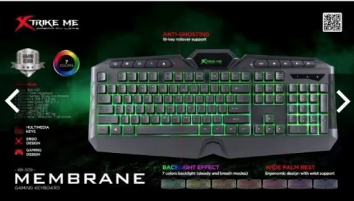 Clavier Gaming Membrane USB Multimédia Anti-Ghosting Rétro-Éclairage RGB QWERTY GK-509 Xtrike Me