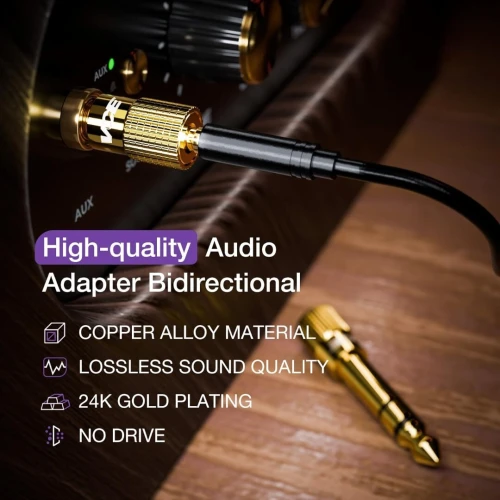 Adaptateur Audio Stéréo Professionnels Jack 6.35mm Mâle vers Jack 3.5mm Femelle 