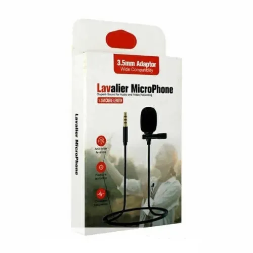 Microphone Cravate Anti-Bruit Jack 3.5Mm Pour Mobile / Caméras / Pc 1.5M HSX-M01 LAVALIER