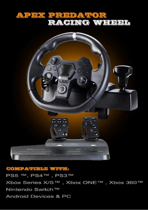 Volant de Course Gaming à 270 Degrés avec Pédales et Double Palettes Multiplateformes AP7