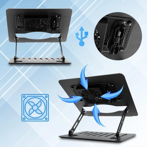 Refroidisseur & Support Laptop & Tablette en Alliage d'Aluminium avec Double Ventilateur YL-902