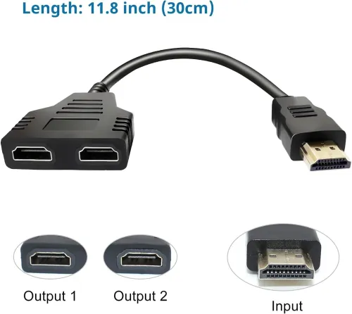Splitter HDMI 4K UHD 1 Entrée vers 2 Sorties 30 cm