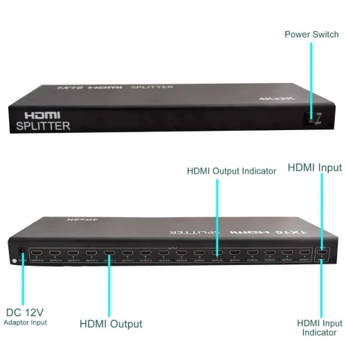 Splitter Répartiteur HDMI 1 Entrée 16 Sorties 1080P & 3D Version 1.4