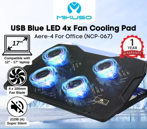 Refroidisseur Laptop avec 4 Ventilateurs Réglables Compatibles jusqu'à 17'' NCP-067 MIKUSO