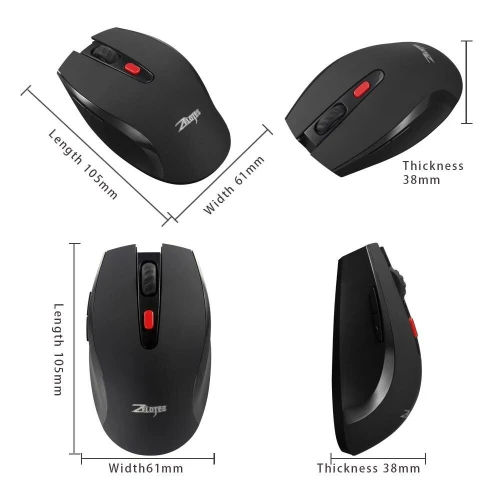 Souris Professional Sans Fil 2.4GHZ Jusqu'a 2400 DPI Réglable 6 Boutons F-13 ZELOTES