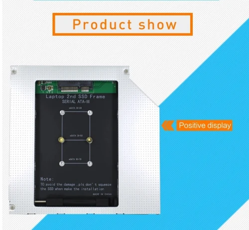 Boîtier Rack pour Disque Dur Secondaire SSD mSATA pour Ordinateur Portable SATA 9.5 mm