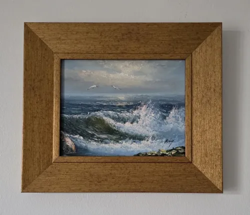 Tableau fait main mer méditerranée 