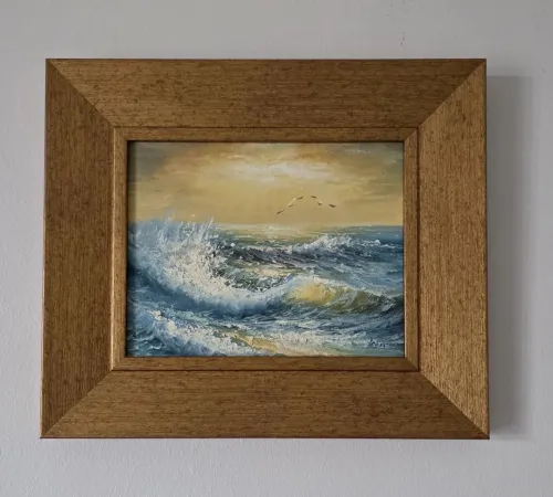 Tableau fait main mer méditerranée 