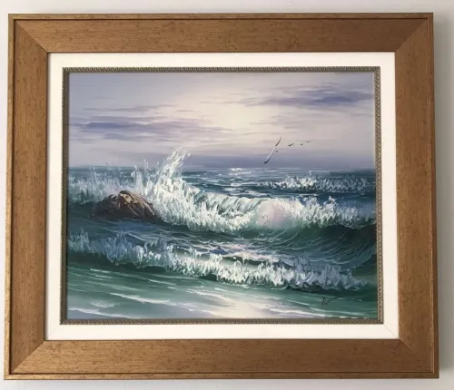 Tableau fait main mer médiévale 