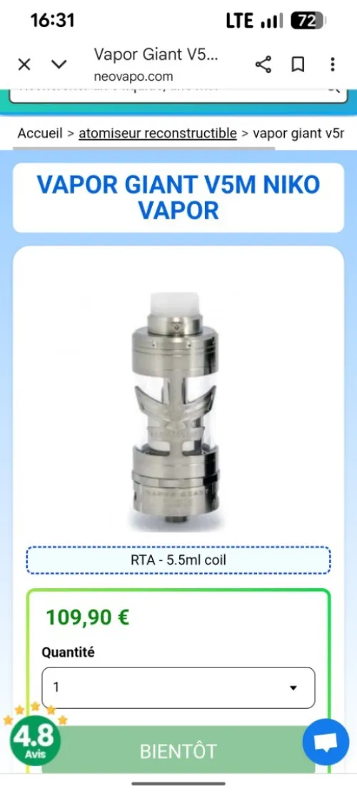 Atomiseur vapor giant v5s