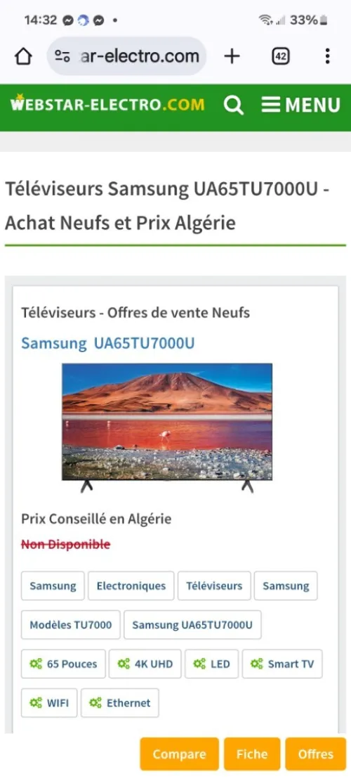 Tv samsung 65" écran brisé 
