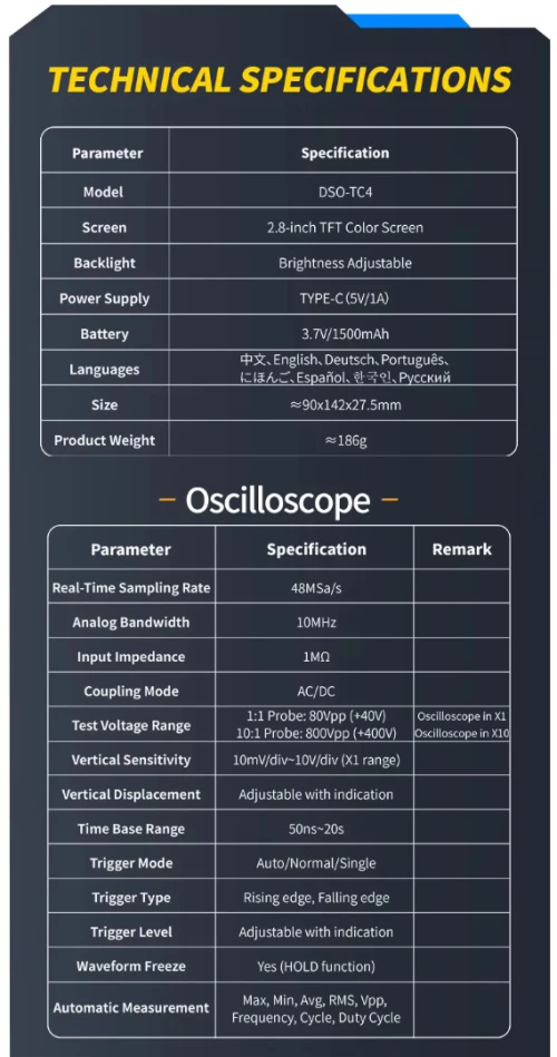 FNIRSI DSO-TC4 Multi-Functional Transistor Osciloscope