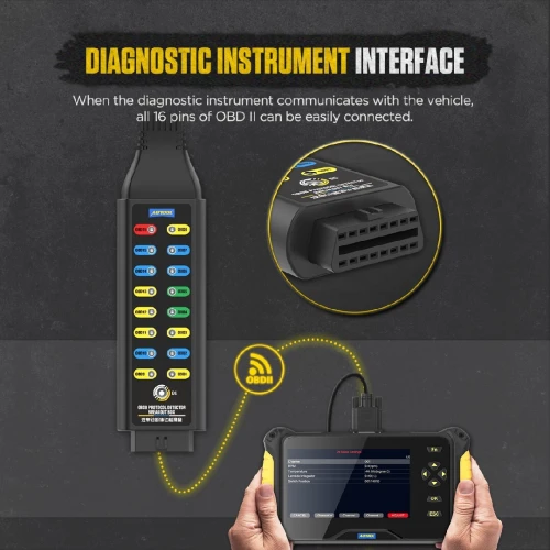 AUTOOL MMT580 OBD II Protocol Detector Breakout Box Diagnostic Tools ECU Power Supply