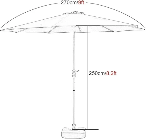 Parasol central 2.7m en Aluminium 